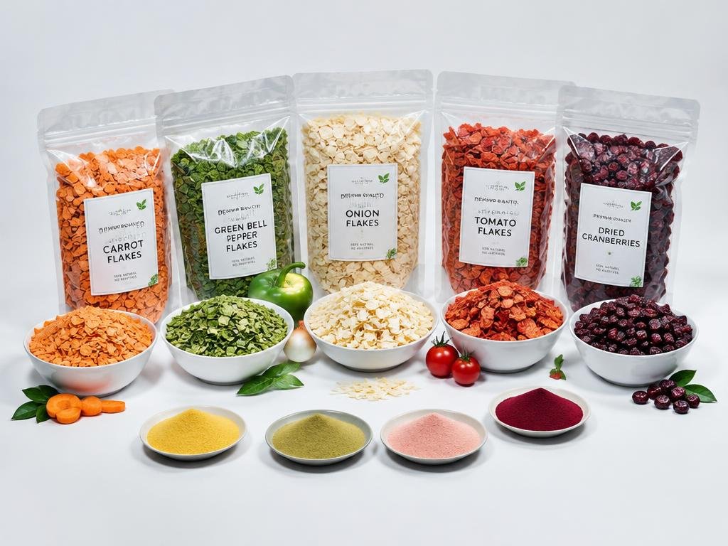 Dehydrated vegetables — illustrative export photography
